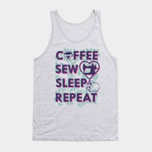 Coffee sew sleep repeat - sewing machine, sew, sewing, seamstress, quilt, quilter, quilting Tank Top